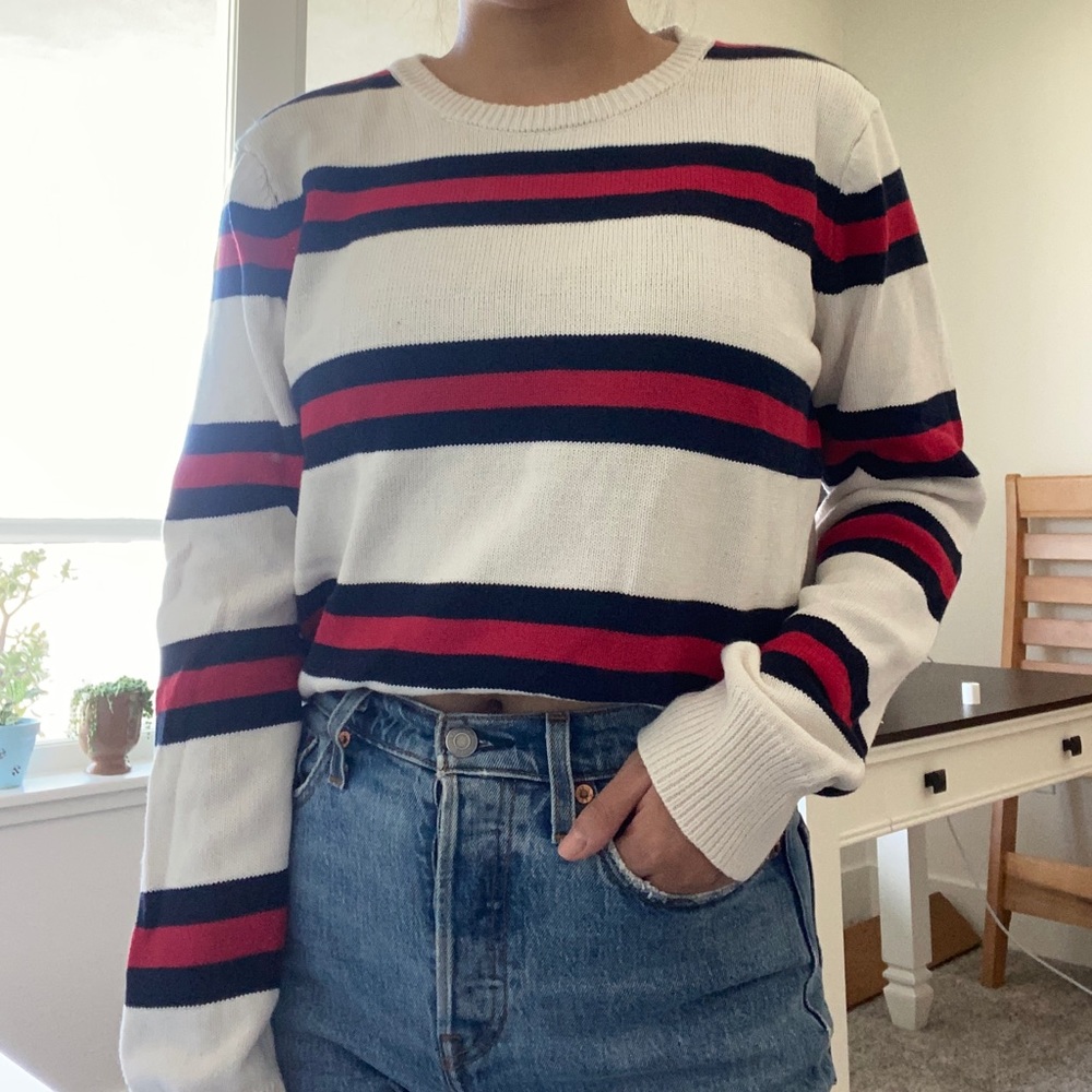 Blue/red striped sweater